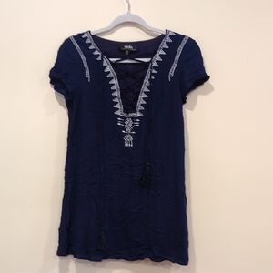 Lulu's Deep Blue Blouse with Light Accents